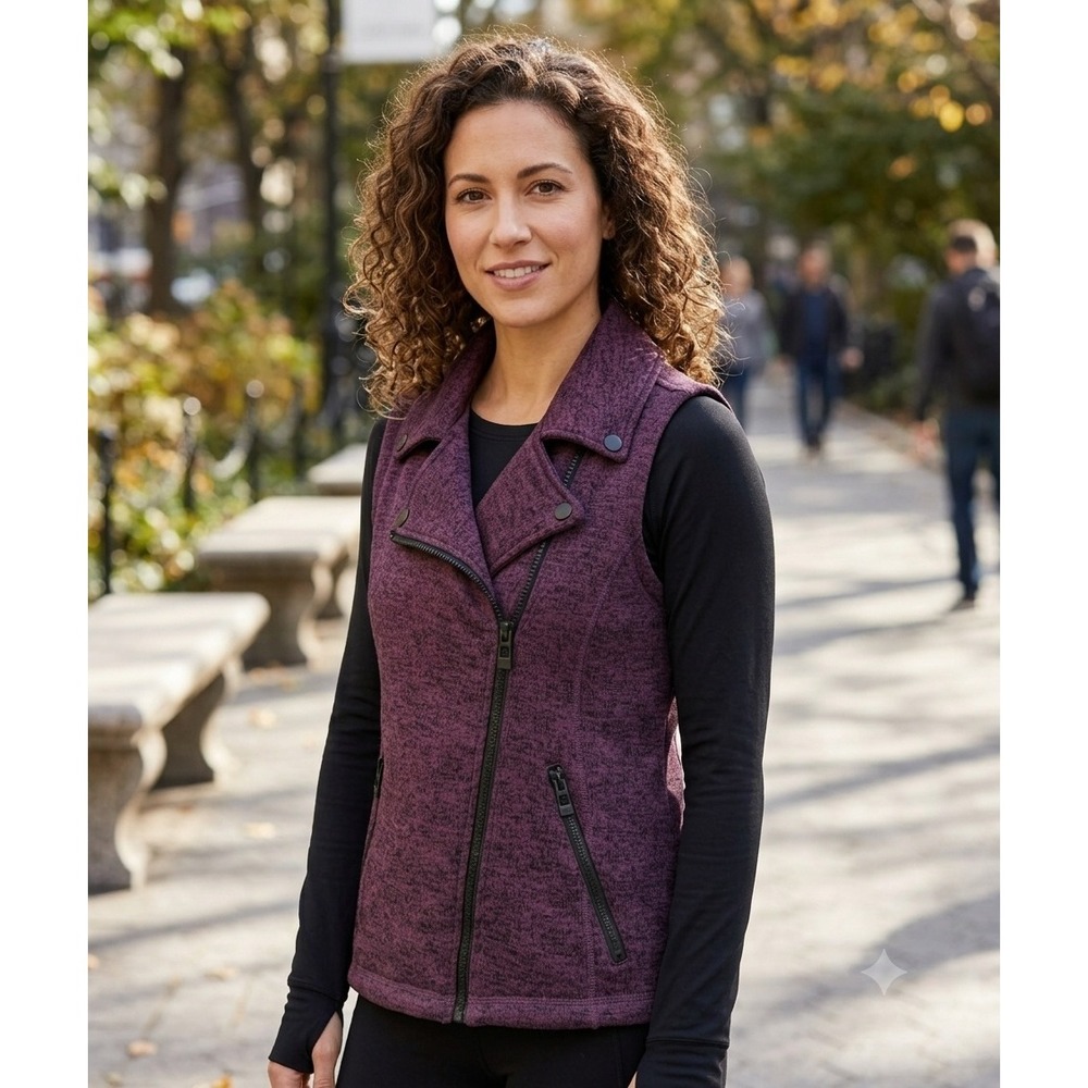 Calvin Klein Performance Womens Plum Purple Moto Zip Front Activewear Vest Large